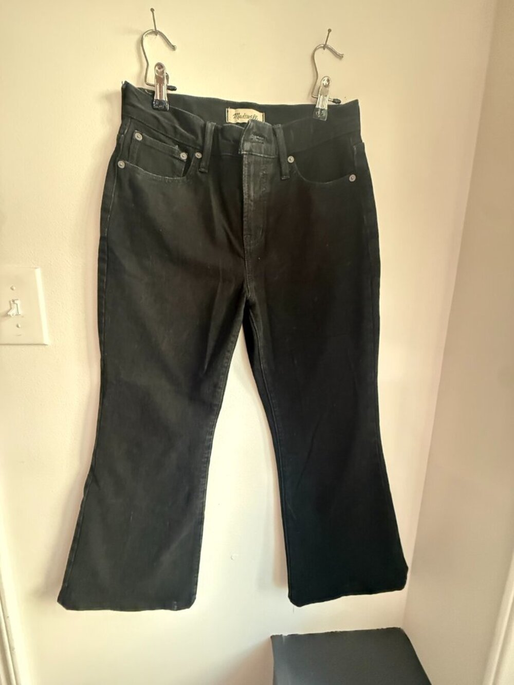 Madewell Black Perfect Vintage Flare Jeans Sz 26P Petite Crop Flare